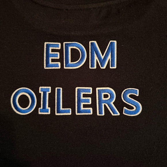 Wilfred Black Crop Top with EDM Oilers Design - Picture 3 of 4